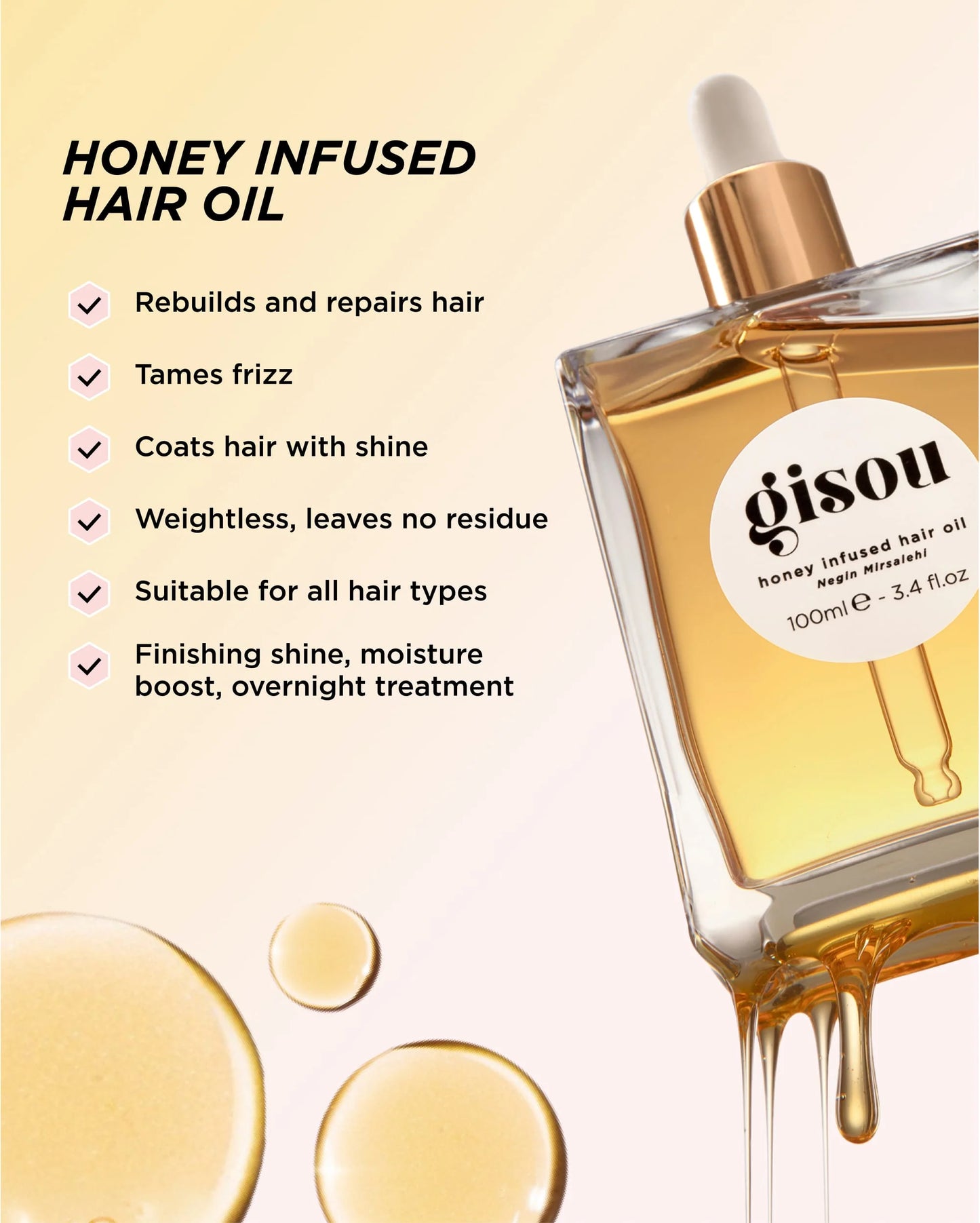 Honey Infused Hair Oil - Gisou